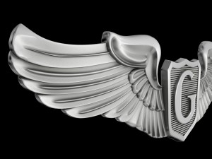 usaaf glider pilot wings badge 3D Model