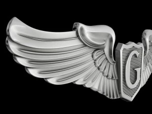 usaaf glider pilot wings badge 3D Model