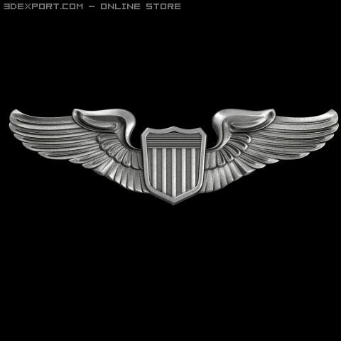 us air force pilot badge 3D Model .c4d .max .obj .3ds .fbx .stl .blend 