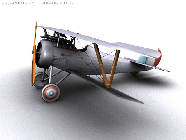 nieuport 24 ww1 biplane fighter 3D Модель .c4d .max .obj .3ds .fbx .stl .blend 