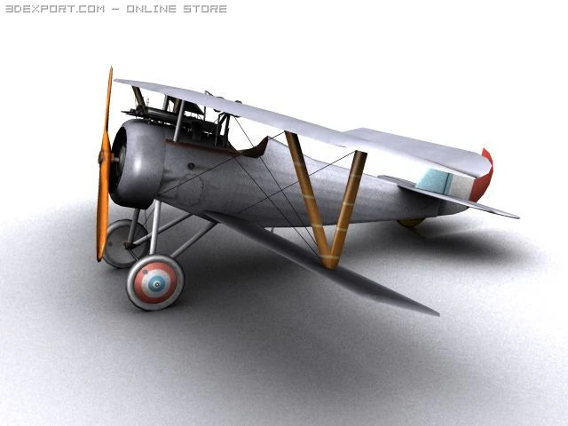 nieuport 24 ww1 biplane fighter 3D Model .c4d .max .obj .3ds .fbx .stl .blend