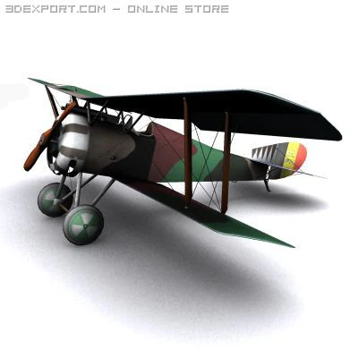 hanriot hd1 ww1 biplane fighter 3D Model .c4d .max .obj .3ds .fbx .stl .blend 