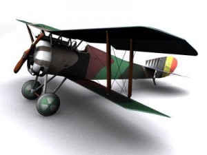 hanriot hd1 ww1 biplane fighter 3D Model