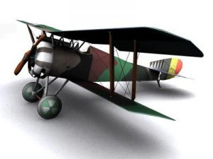 Hanriot HD1 WO1 tweedekker gevechtsvliegtuig 3D Model