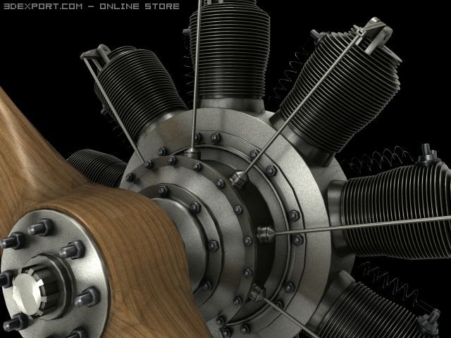 gnome 9n rotary engine 3D Модель .c4d .max .obj .3ds .fbx .stl .blend 