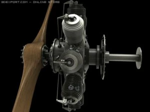 motor rotativo gnome 9n Modelo 3D