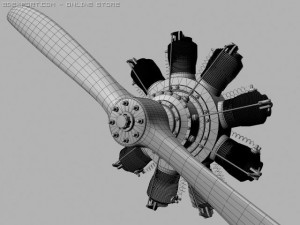 gnome 9n rotary engine 3D Модель