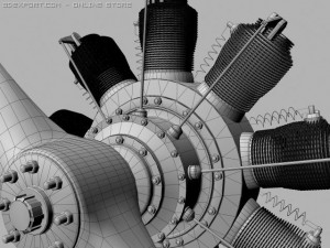 gnome 9n rotary engine 3D Модель
