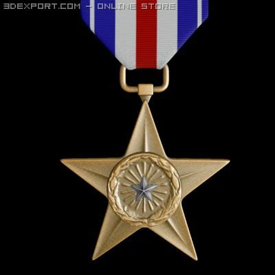 silver star medal 3D Model .c4d .max .obj .3ds .fbx .stl .blend 