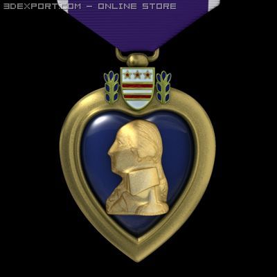 purple heart medal Modelo 3D .c4d .max .obj .3ds .fbx .stl .blend 