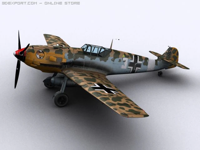 messerschmitt bf109e7 trop 3D Model .c4d .max .obj .3ds .fbx .stl .blend 