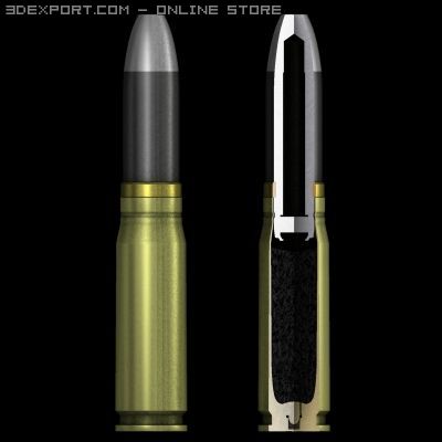 german 20mm mg 15120 cartridge with cutaway 3D Model .c4d .max .obj .3ds .fbx .stl .blend 