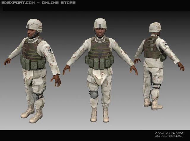 us army soldier 3D Model .c4d .max .obj .3ds .fbx .stl .blend 