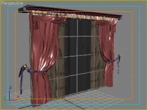 curtain classic style 01 bordo Modello 3D