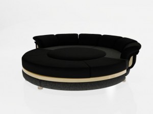 round shaped sofa in black Modelo 3D