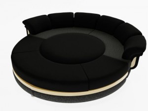 round shaped sofa in black Modelo 3D
