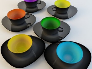 capuccino mugs set 3D Model