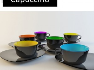 capuccino mugs set 3D Model