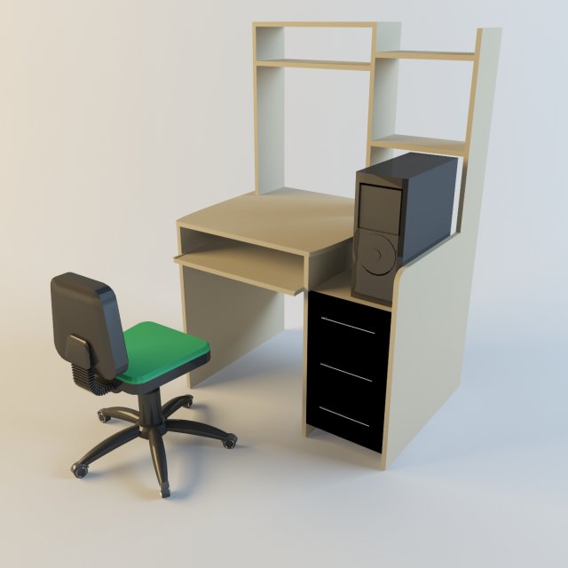 office desk 3D 모델 .c4d .max .obj .3ds .fbx .stl .blend 