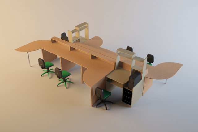 office work area 3D Модель .c4d .max .obj .3ds .fbx .stl .blend