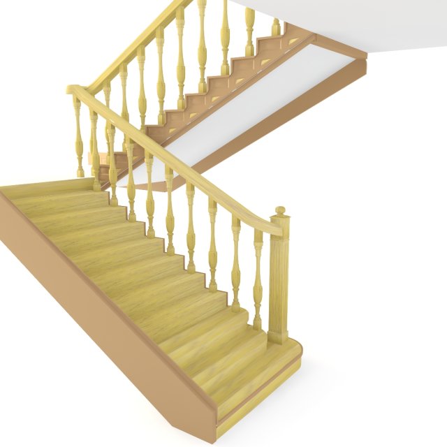 wooden staircase 3D Модель .c4d .max .obj .3ds .fbx .stl .blend 