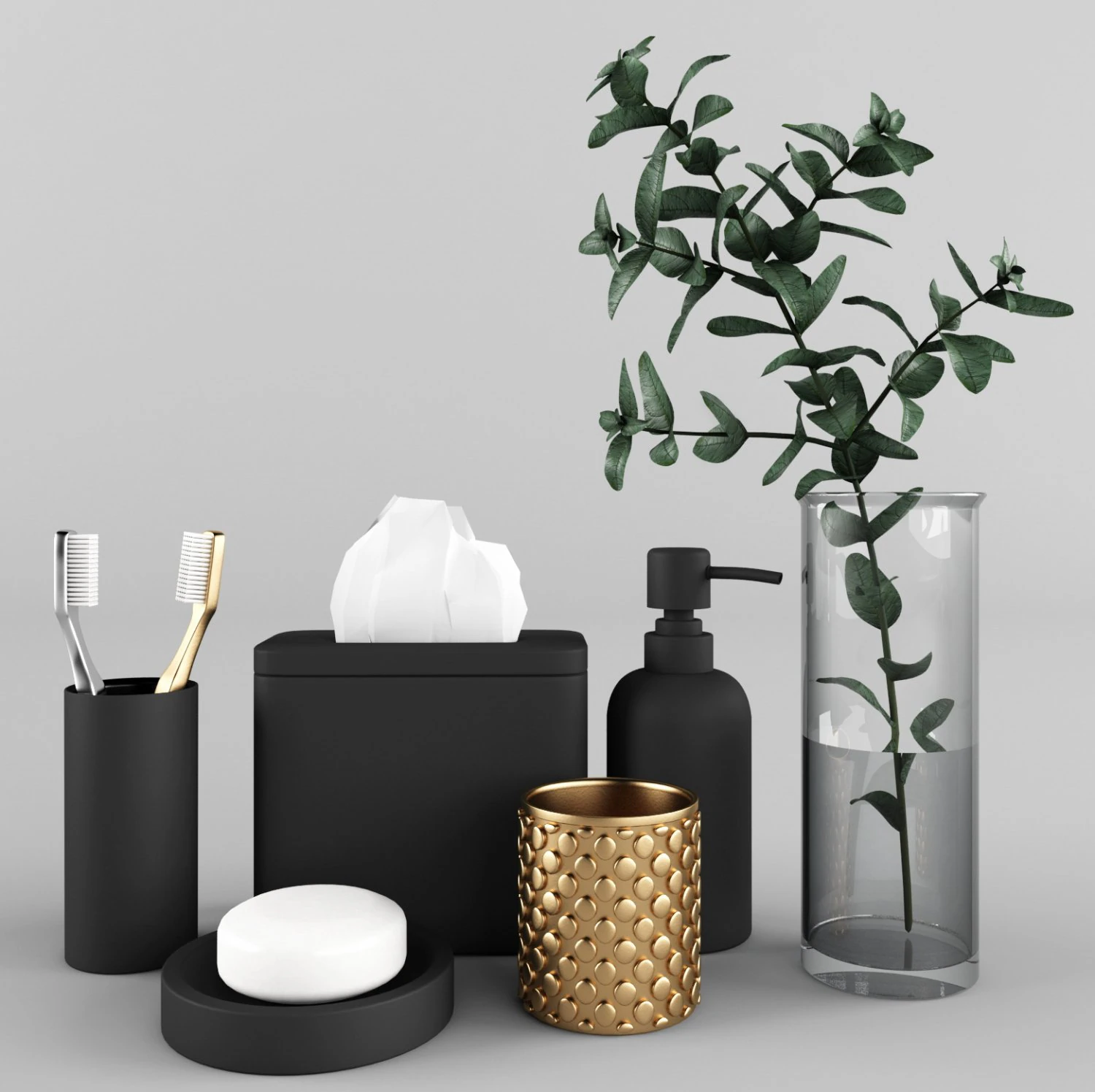 bathroom accessories set 1 3D Model .c4d .max .obj .3ds .fbx .stl .blend 