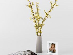 decorative set with forsythia 3D Model