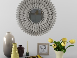 decorative set with tulips and mirror 3D Model