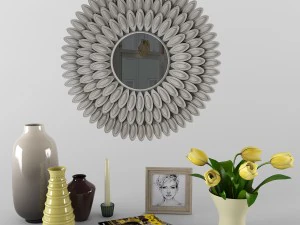 튤립과 거울이 있는 장식 세트 3D 모델