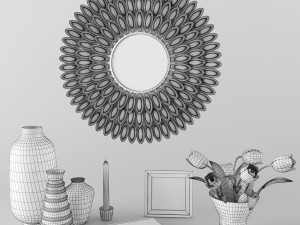 decorative set with tulips and mirror 3D Model