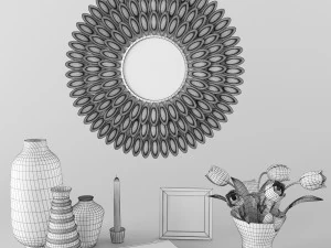 decorative set with tulips and mirror 3D Model