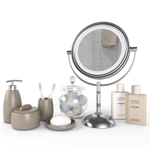 bathroom accessories set 2 3D Model .c4d .max .obj .3ds .fbx .stl .blend 