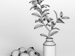 decorative set with pomegranates 3D Model