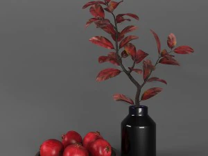 decorative set with pomegranates 3D Model