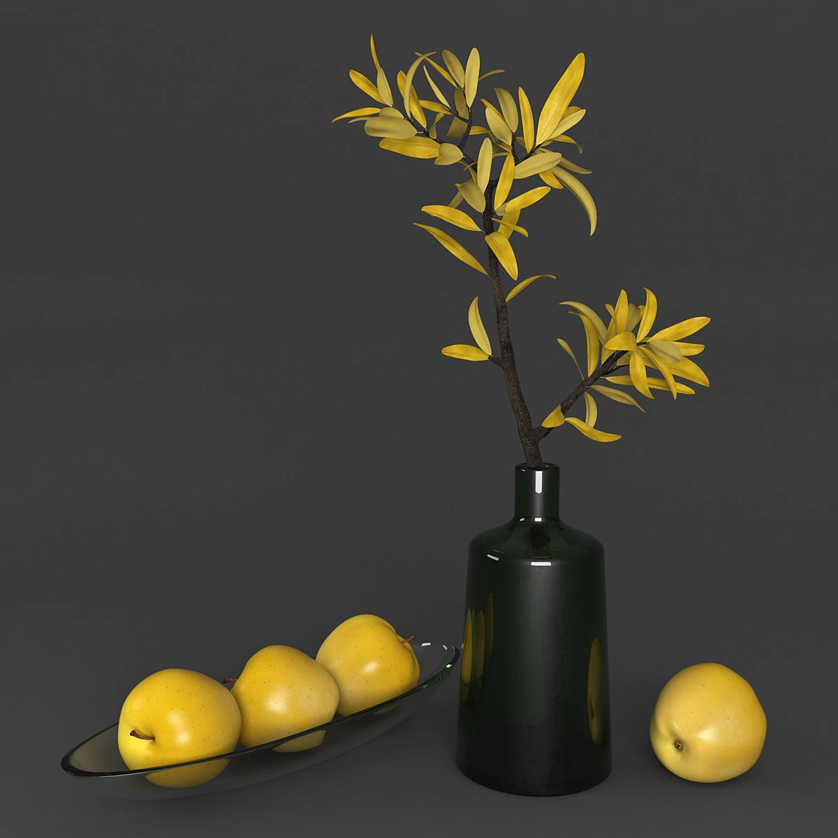 decorative set with apples 3D Model .c4d .max .obj .3ds .fbx .stl .blend