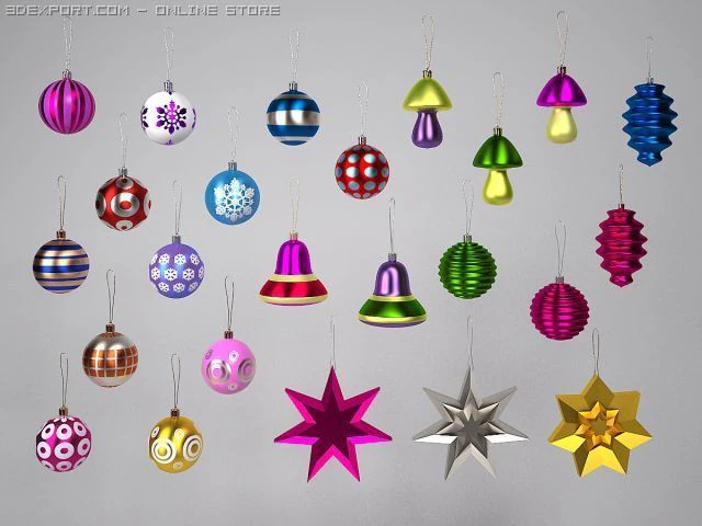 christmas balls 3D Model .c4d .max .obj .3ds .fbx .stl .blend 