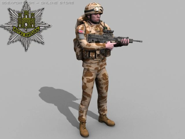 british royal anglian desert soldier 3D Model .c4d .max .obj .3ds .fbx .stl .blend 