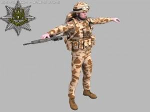 british royal anglian desert soldier 3D Model