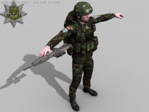 british royal anglian woodland soldier 3D 模型