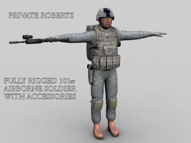 101st airborne soldier pte roberts Model 3D .c4d .max .obj .3ds .fbx .stl .blend 