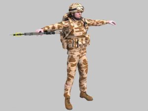 british royal marine desert rigged soldier 3D Модель