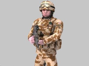 british royal marine desert rigged soldier 3D Модель