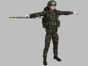 british royal marine woodland rigged soldier 3D Model