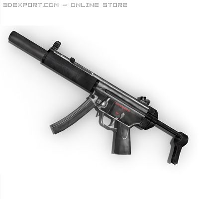 hk mp5sd rifle silenced Modello 3D .c4d .max .obj .3ds .fbx .stl .blend 