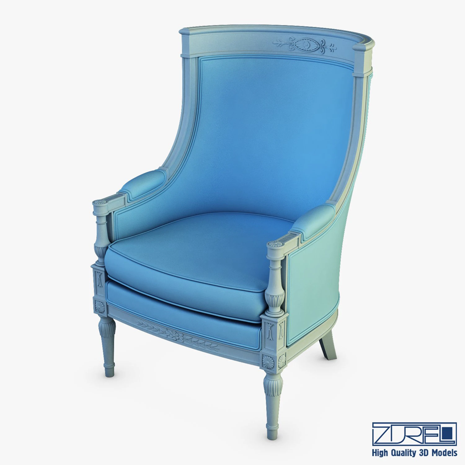 19th century french bergere armchair 3D Model .c4d .max .obj .3ds .fbx .stl .blend 