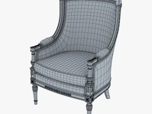 19th century french bergere armchair 3D Model