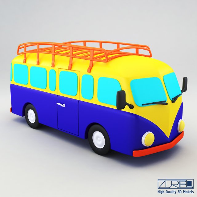retro bus 3D Model .c4d .max .obj .3ds .fbx .stl .blend 
