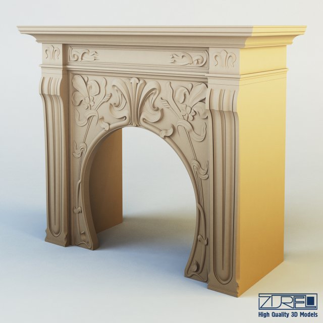 art nouveau fireplace 3D Model .c4d .max .obj .3ds .fbx .stl .blend 