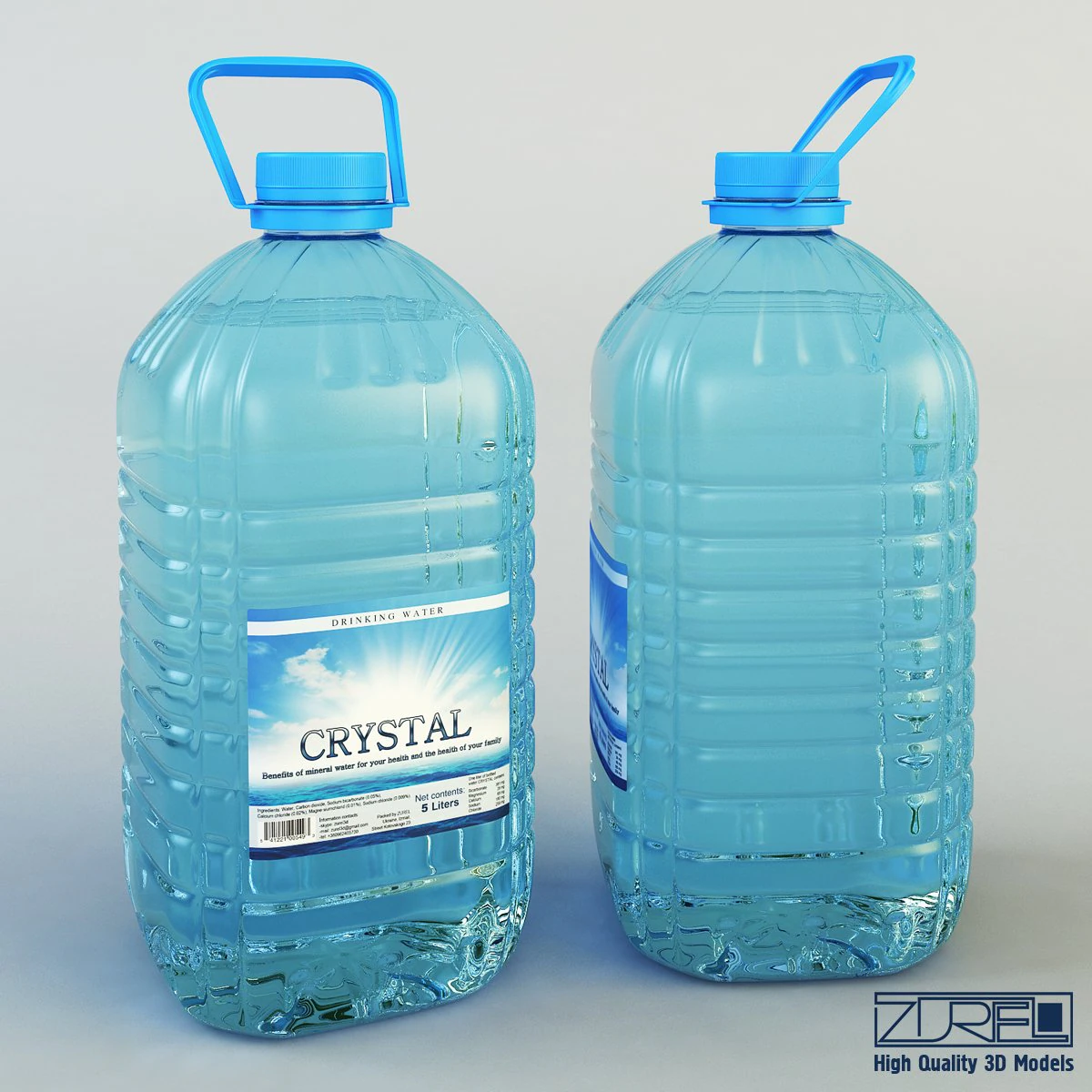 water bottle 5 liter 3D Model .c4d .max .obj .3ds .fbx .stl .blend