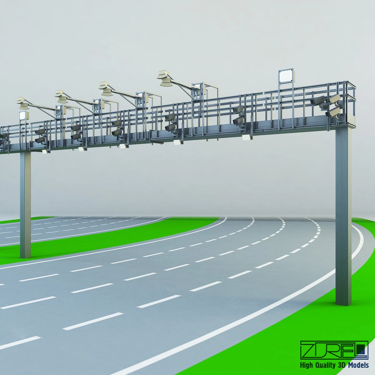 multi lane free flow mlff 3D Model .c4d .max .obj .3ds .fbx .stl .blend 